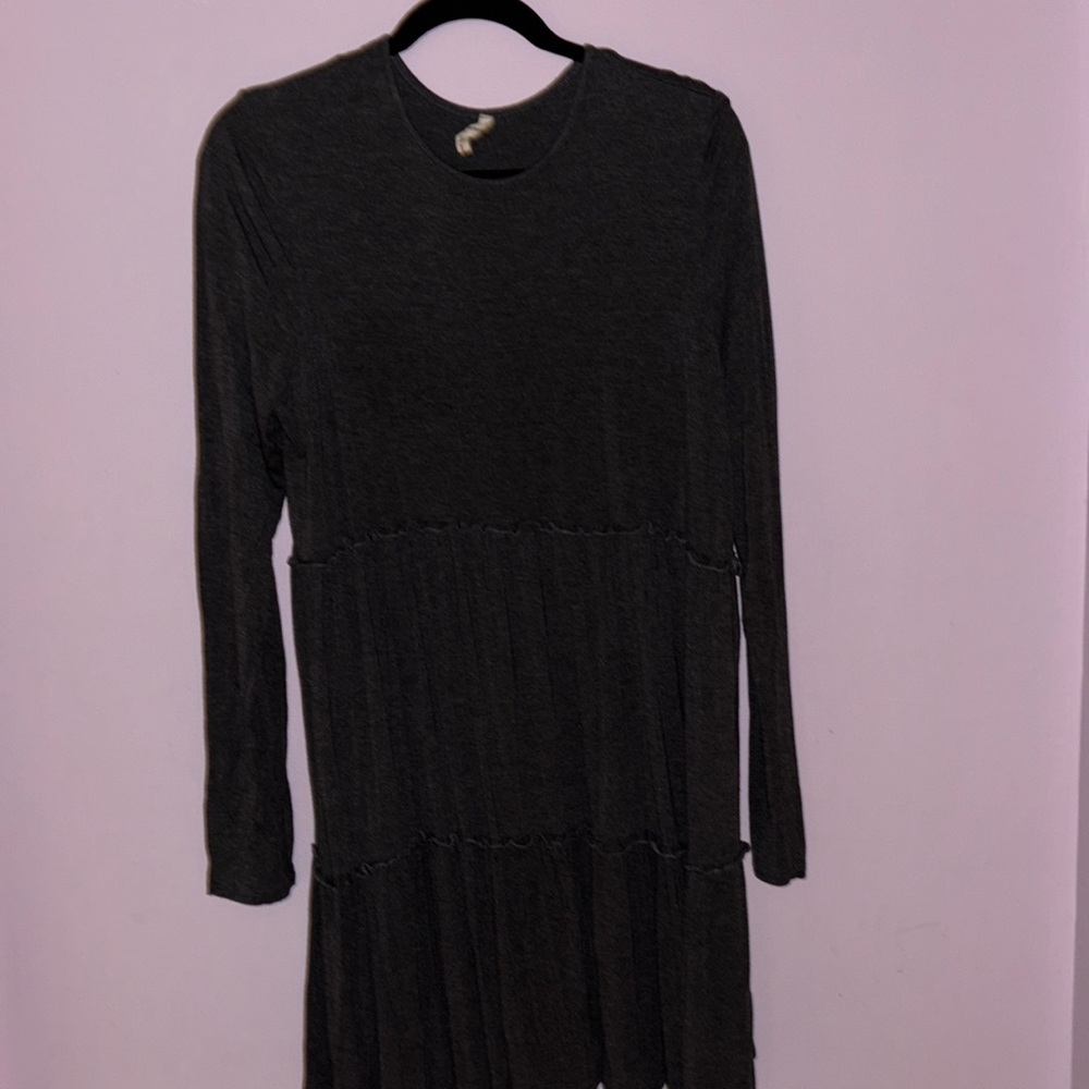 Long sleeve tiered gray dress, never been worn